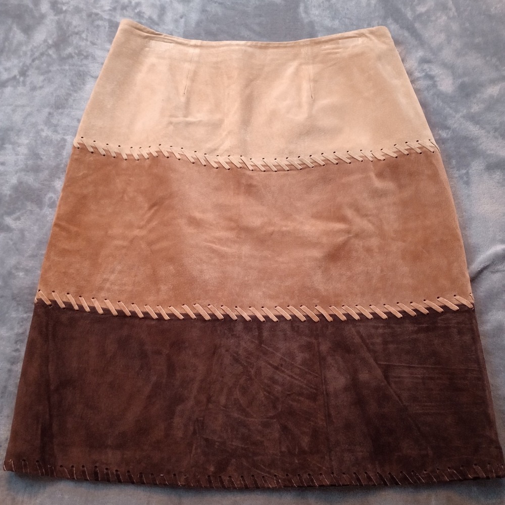 Madison Studio Skirt Womens 6 Pig Suede Leather Colorblock Western Boho A Line